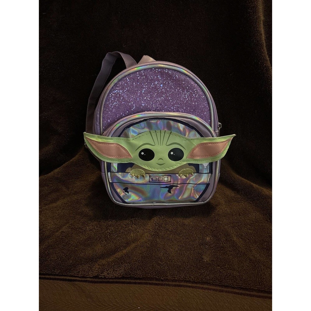 Star Wars The Mandalorian Baby Yoda Backpack / Purple Glitter